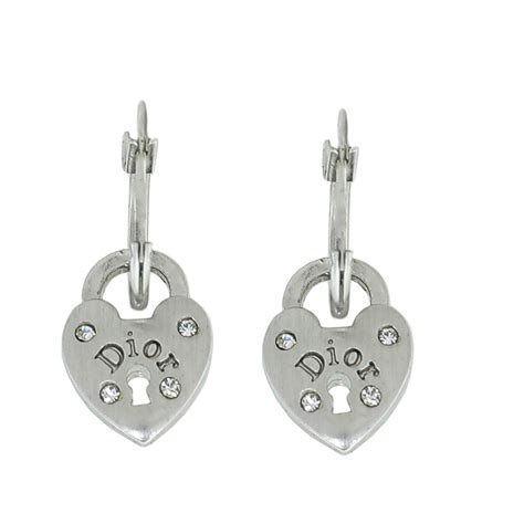 dior silver heart earrings|galons Dior earrings.